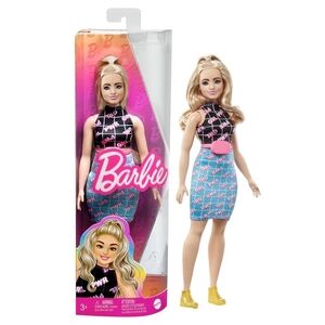 Barbie Doll with Blue Skirt and Pink Accessories